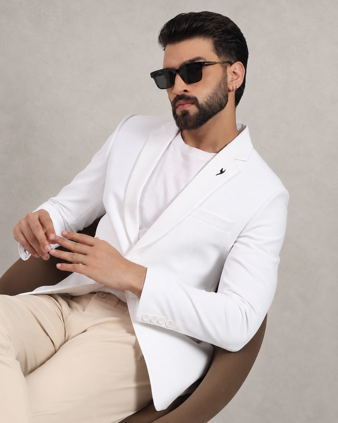 Men’s White Stretchable Casual Blazer – Clean Modern Style